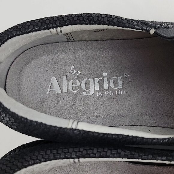 Alegria Women's Eryn Bob & Weave Black Leather Slip On Wedge Shoes Sz 38 - Picture 9 of 16